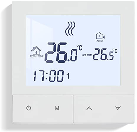 Beok Thermostat Fussbodenheizung Wasser, Thermostate Heizung Digital Raumthermostat Fußbodenheizung 230v Wandthermostat Heizungsthermostat Temperaturregler TDS72-WP Weiß Non-WiFi