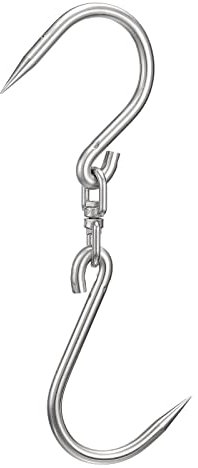 sourcing map Gancho para Carne Giratorio de 15,7'', Espesor de 0,55'', Gancho de Carnicero de Procesamiento de Acero Inoxidable, Gancho para Colgar Carne, Producto Cárnico Ahumado y Secado