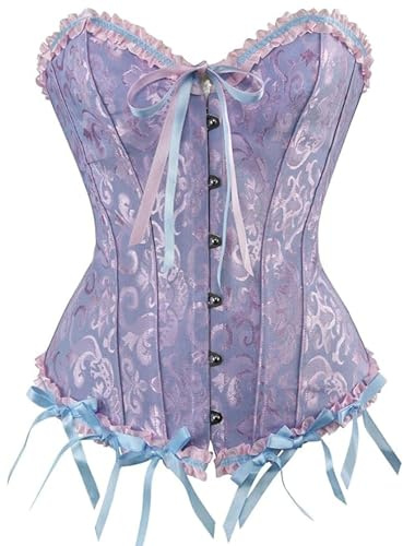 LSFYSZD Corsé de encaje para mujer, corsé de lencería moldeadora de cuerpo, talla grande (morado, S), Morado (, S