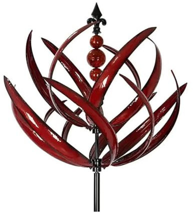 Moulin à Vent pour Jardin Moulin à Vent Rotatif en métal avec piquets de Jardin, Moulin à Vent de Jardinage en Fer pour pelouse et décoration de Jardin (Color : Red)