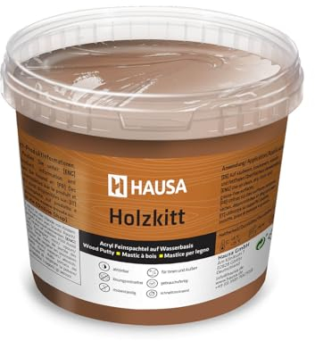 HAUSA Holzkitt 1 kg Nussbaum Dunkel Holzspachtelmasse, Kitt für Holz, Holzspachtel/Füllmasse zum Reparieren von Holzschäden gebrauchsfertig ausgezeichnete Füllkraft schnelltrocknend rissbeständig