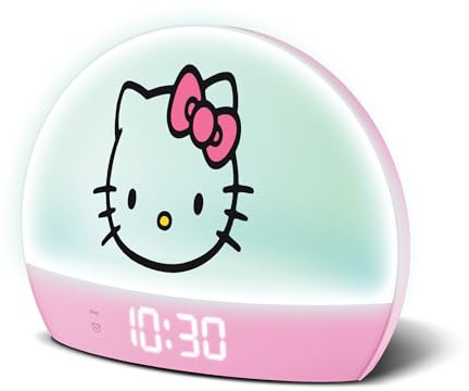 Hello Kitty Sunrise Alarm Clock - Multicolor Lights, USB Charging, LED Display, and Snooze Function