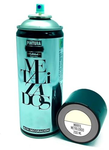 Acan Tradineur - Bote de Pintura en Spray - Fabricado en España - Ideal para Cualquier Superficie, Madera, Metal, Cartón, Piedra o Cerámica - Capacidad de 200 ML - Marfil Metalizado