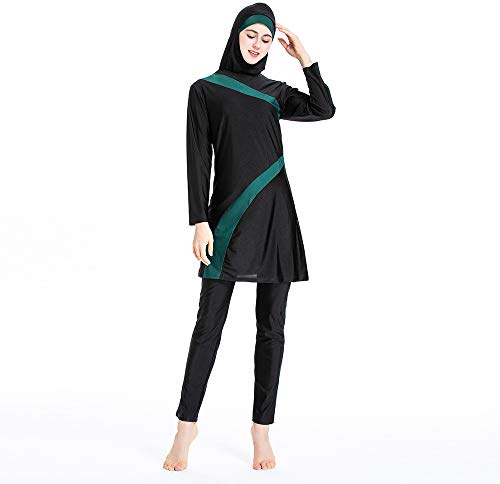 Maillot de bain musulman pour femme - Maillot de bain modeste - Haut burkini - Hijab - 3 pièces - Couverture complète - Maillot de bain islamique au Moyen-Orient - Protection UV - Rashguard - Surf