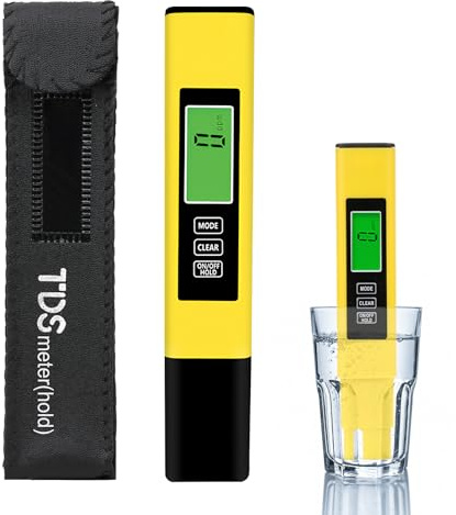 TDS Meter, 3 en 1 Testeur Eau Potable Numérique EC TDS Température avec Ecran LCD Test Dureté de l'eau Electronique 0-9999ppm Moniteur de Qualité d'eau pour Aquarium Piscine Hydroponie, Orange