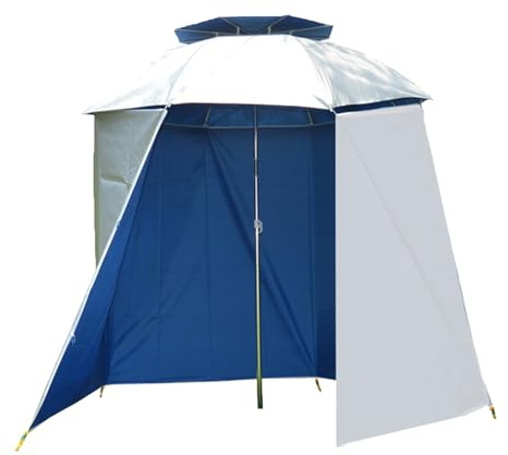 Shade Umbrella – Semi-Circular Fishing Umbrella Shelter with Waterproof Side Cloth | Sun Protection Parasol Tent for Beach Trips, Camping Shade, Outdoor Travel, Portable Sunblock for Anglers Garden