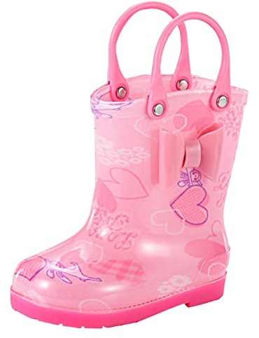 Eva Bottes en caoutchouc légères pour enfants garçons et filles Chaussures de pluie confortables et imperméables Bottes de pluie courtes en caoutchouc | Pieds nus, Rose, 18