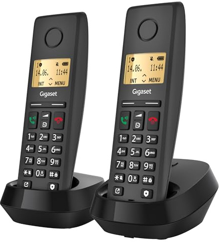 Gigaset Pure 220 Duo - 2 Schnurlose DECT-Telefone - mit Call-Block-Taste und Freisprechfunktion - Hörgerätekompatibel - Adressbuch, anthrazit schwarz [Kompatibel in DE, IT, FR, NL, BE, Che, AUT]