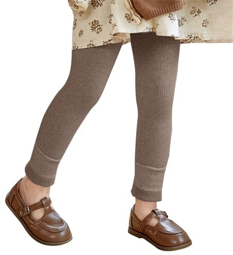 Legging doublé en polaire pour filles - Collants d'hiver thermiques tricotés sans pieds - Uni - Chaud - Pantalon d'école en coton doux - Collants côtelés antidérapants