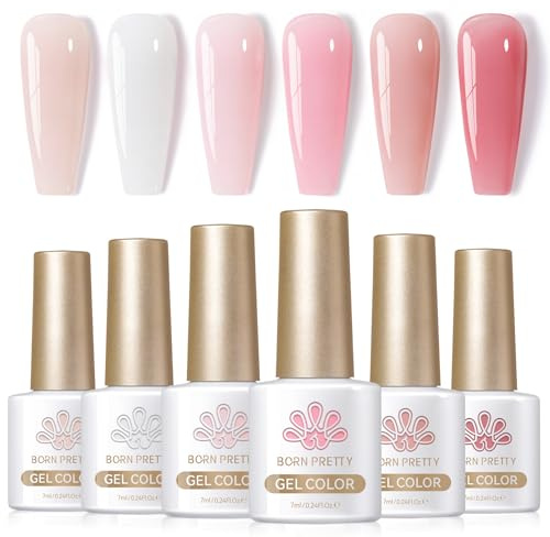 Born Pretty Esmalte de uñas UV blanco lechoso Jelly Nude Rose – Esmalte de uñas de gel transparente natural UV barniz manicura y arte de uñas DIY en casa