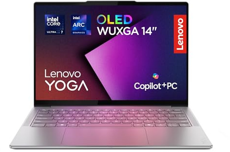 Lenovo Yoga Slim 7 Notebook Copilot+ PC 14” OLED WUXGA (1920x1200), Intel Core Ultra 7 256V, RAM 16 GB, 512 GB SSD, Grafica Intel Arc, WiFi 7, Windows 11 Home - Luna Grey Tastiera retroilluminata