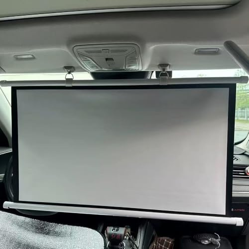 OPOLDBDMAC Mini Projektionsskärm Manuellt Utdragbar Bil SUV Filmskärm Bärbar Projektorskärm Liten För Husbil, 40-tums Neddrags- Och Rulluppskärm Liten(White)