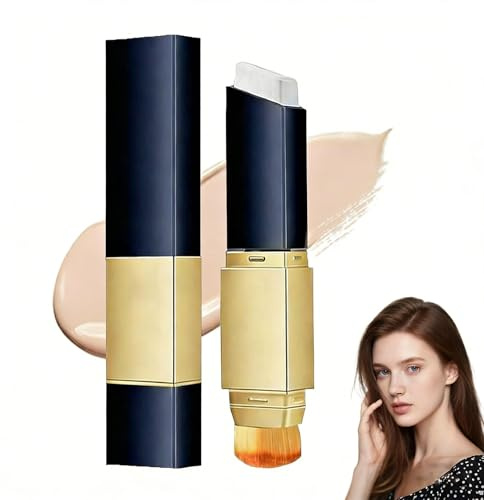 Stick Base de Maquillaje,2 en 1 Base de Maquillaje en Barra con Cabezal Brocha,Maquillaje Corrector Hidratante,Doble Cabeza,Unificar el Tono de la Piel,Adecuado para Todos Los Tipos De Piel,Naturaleza