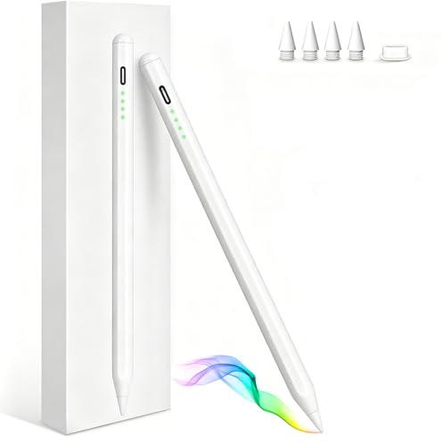 Penna Stilo per iPad (2018-2026), con Rifiuto del Palmo e Sensibilità all'Inclinazione, Penna di Ricarica Veloce per ipad 7-11 A16,Pro M4/11/12.9/13,Air 3-5/M2/M3/M4,Mini 5/6