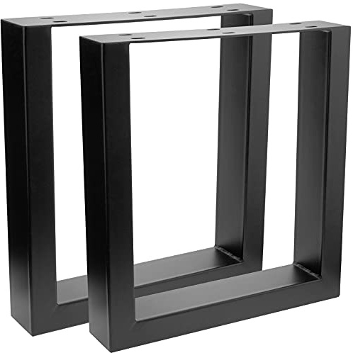 PrimeMatik.com IP027-VCES PrimeMatik Piedi rettangolari per tavolino e Panca Gambe in Acciaio Nero 400 x 80 x 430 mm 2-Pack (IP027)