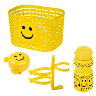Ventura Unisexe - Bébé Smile Kit d'accessoires pour vélo enfant - Panier cloche - Gourde - Jaune