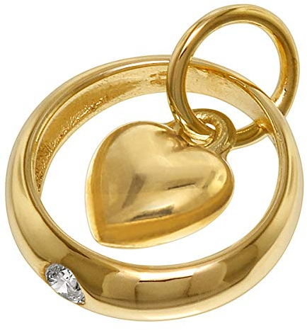 trendor Taufring mit Zirkonia und Herzchen Gold 585 / 14K zauberhafter Taufschmuck für Mädchen, Jungen oder Mütter, liebevolle Geschenkidee zur Taufe, 75431