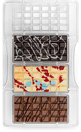 Decora 0050145 Molde para Chocolate Tableta CLÁSICA 4CAV 85X42X10HMM 200X120X22, El plastico, Transparente