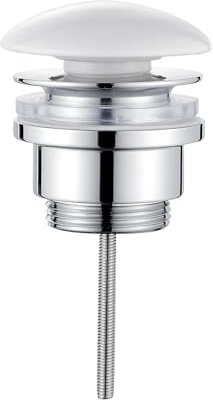 Ibergrif, Desagües Lavabo Universal Con/Sin Rebosadero, Válvula Tapón Automatica Pop up, Blanco