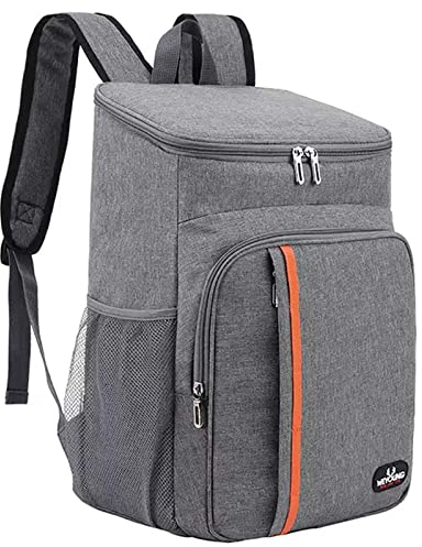 23L Picknickrucksäcke Groß Kühlrucksack Isoliert Kühltasche Outdoor Picknicktasche Thermo Rucksack Wasserdicht Lunchtasche, Multifunktion Thermotasche Campingtasche für Camping Wandern Reisen, Grau