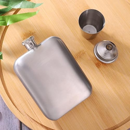 Whisky Alkohol Flachmann,170 ml Whisky-Flasche,Edelstahl Flachmann,Ttragbarer Flachmann für Männer Frauen,personalisierte Bräutigamen,Geschenke,geeignet für Wandern,Klettern,Angeln, Camping (Silber)