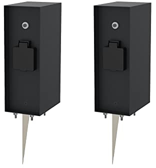 Novatool 2X Steckdosensäule 3-Fach Anthrazit Edelstahl eckig IP44 mit Erdspieß mit Dämmerungs-Sensor Steckdose Garten Gartensteckdose Outdoor Steckdosensäule Aussen Steckdosenturm