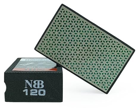 NBB Almohadilla diamantada a mano para lijar o pulir, bloque diamante de lijado/pulido con respaldo de esponja flexible para moliendar piedra granito cerámica azulejo vidrio madera metal (1, 120#)