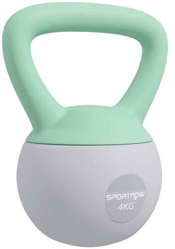SPORTNOW Soft Kettlebell, 4kg Kettle Bell with Non-Slip Handle for Home Gym Weight Lifting and Strength Training, Grey and Green