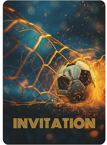 PACKLIST Cartes d'Invitation pour Anniversaire d'Enfant Garçon – Lot de 12 Cartes d'Invitation Football pour votre Fête – La Carte d'Invitation Parfaite pour une Fête de Football Inoubliable !