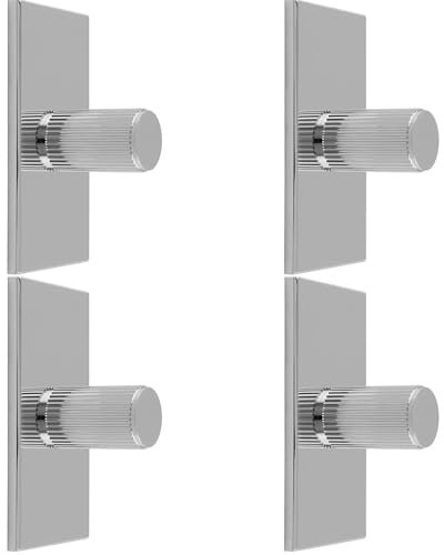 4 Pack - Reeded Cylinder Cabinet Door Knob & Matching Backplate Polished Chrome 76 x 40mm