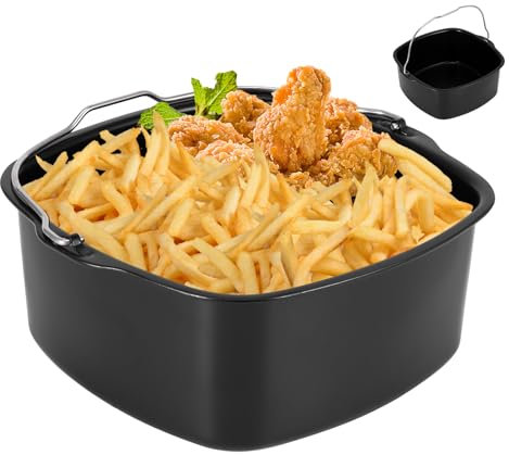 Kinberry Heißluftfritteuse Form, 7'' Hitzebeständig Heißluftfritteuse Zubehör Backform, Kuchenform Eisen Fritteuse, Brotbackkorb Luftfritteuse für HD9925, HD9860 und Andere Heißluftfritteusen ab 5 L