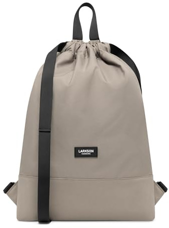 LARKSON Zaino Donna Uomo Grigio - No 7 - Sacca da Palestra - Borsa Sportiva Piccola Versatile con Tasca Interna - Materiale Riciclato