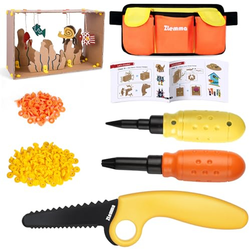 ZLemma Cardboard Construction Tool Kit -Educational Toys for at-Home Play + Classroom Learning | Reusable Cardboard Tools for Kids (ZL030ES)
