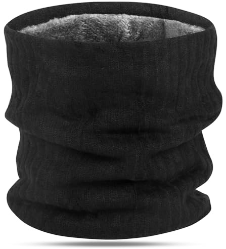 Hopton Halsschlauch Herren Damen, Winddichte Schlauchschal Herren, Warme Halswärmer Winter, Verdickte Fleece Halstuch, Loop Schal Joggen Motorrad Fahrrad Klettern, Schwarz