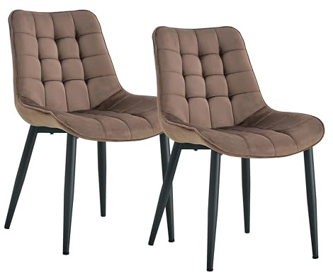 Krok Wood 2X Christian - Esszimmerstuhl, Wohnzimmerstuhl, Bürostuhl, Metallbeine (Dunkelbraun, 2)