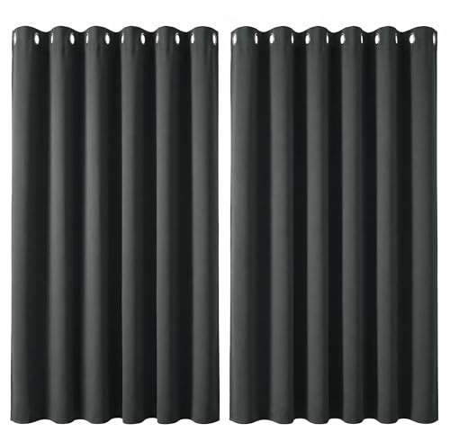 Deconovo Blackout Curtains Eyelet, Energy Saving Super Soft Thermal Insulated Bedroom Curtains for Kids, W80 x L84, Dark Grey, 2 Panels