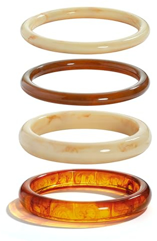 TOVABA Resin Bangle for Women, Set of 4 Elegant Multi-Color Resin Bangles, Stylish Bangles for Ladies