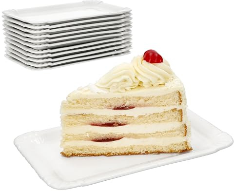 MamboCat Lot de 12 assiettes en carton pur en porcelaine I (L x l) 20 x 12,8 cm I Assiettes rectangulaires avec aspect carton et relief pour chocolats, petits pains, pépites et autres I Assiettes de