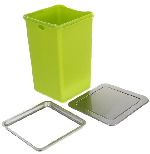 ANDRESLAD Cubo de Basura Empotrado de Encimera para Cocina y Baño Acero Inoxidable Tapa Abatible Integrada Juego de 3 Piezas Papelera de Baño Funcional y Compacta