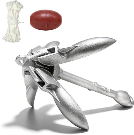 Ancre De Bateau 1,5 Kg, Ancre Pliante, Ancre Bateau avec 20m De Ligne, Bouée d'ancrage Et Sac De Transport, pour Bateau, Bateau Gonflable, Sup, Kayak, Canoë