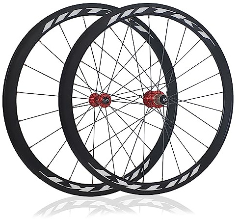 Hjulsats För Landsvägscykel 700c Fälgbroms 40Mm Djup V Brake Cykelhjul I | Aluminiumlegering Snabbkoppling 20/24Hål Nav För 8/9/10/11/12 Hastighet(Red)