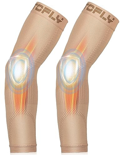 Compression Arm Sleeve, 1 Pair for Unisex, 20-30mmHg Graduated Compression Elbow Sleeve for Recovery, Relieves Pain, Supports Muscles & Joints, Tennis Elbow & Golfers Brace, Edema, Swelling, Beige XL