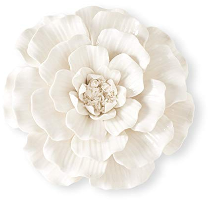 K&K Interiors 16157A-WH-3 8.25 Inch Ceramic Glossy White African Violet Wall Art