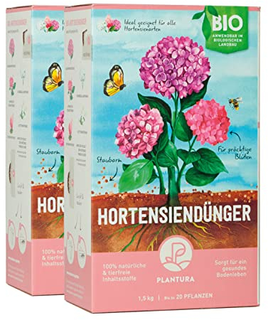 Plantura Bio-Hortensiendünger mit Langzeitwirkung, für Topf & Beet, tierfrei & Bio, 3 kg