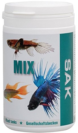 SAK Mix granulat storlek 2 fiskfoder salmler barber levande födelse labyrintfisk welse 300 ml burk
