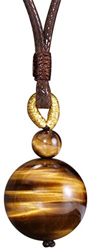 Jewever Gemstone Pendant Necklace for Women Men, Crystals,Yellow Tiger Eye