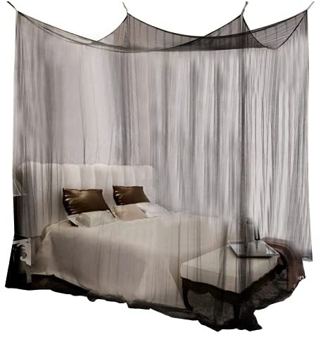 Clasken Baldachin-Moskitonetz, Moskitonetz, faltbares Polyster für Doppelbett bis Kingsize-Bett(Schwarz)