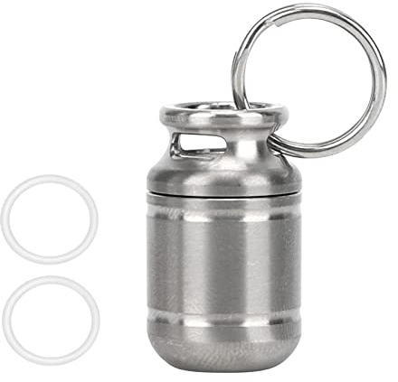 SPYMINNPOO Pillendose Schlüsselanhänger, KleinTragbarer Medizinhalter, Wasserdichtes Lager, Mini Pillenbox Tablettenbox Metall Döschen für Camping Angeln (S)