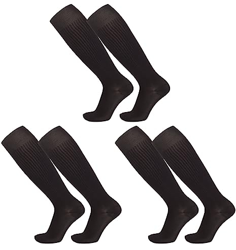 TSHAOUN Calzettoni da Calcio Neri per Bambini, Calzini Sportivi Lunghi da Allenamento Traspiranti Calze Elastiche per Corsa, Sport, Ragazzi 5-12 Anni (Black)