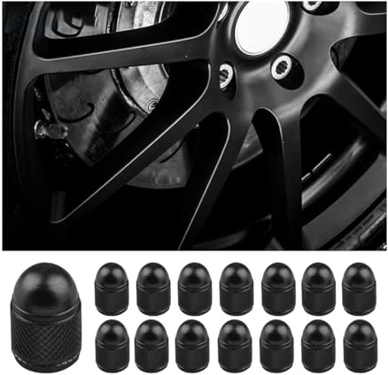 JNNJ 15 Stück Auto Ventilkappen Abdeckung, Autoventil Aluminium Kappen, Autoreifen Bullet Ventilkappe, Reifenventil-Staubkappen Universal Ersatz für Autos(Schwarz)